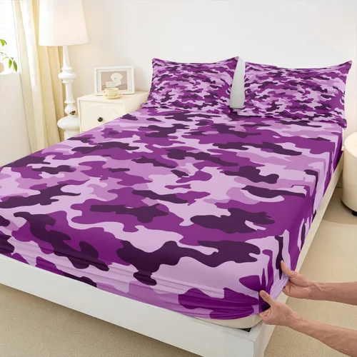 Miniatura 6 de Sábana bajera ajustable de 3 piezas con estampado de leopardo, tamaño individual, juego de ropa de cama de piel de guepardo para niños, bolsillo