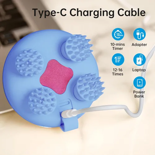 Miniatura 6 de COMFIER Masajeador de Cuero Cabelludo Inalámbrico para Crecimiento Capilar con 3 Modos de Amasado, Masaje de Cabeza Impermeable con 8 Garras