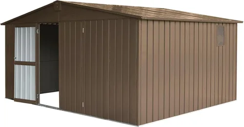 Miniatura 20 de Cobertizo pequeño de almacenamiento de metal de 5 x 3 pies para exteriores, cobertizo de jardín gris oscuro con techo inclinado y puertas dobles