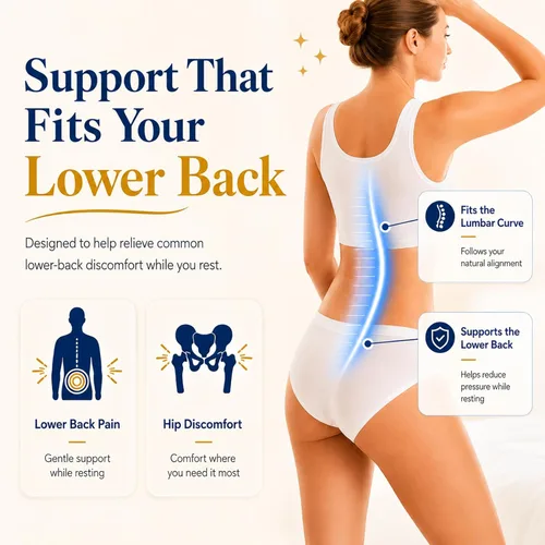 Miniatura 3 de Almohada de apoyo lumbar para aliviar el dolor de espalda: almohada de espalda baja para dormir - Almohada de cintura de espuma viscoelástica - Azul