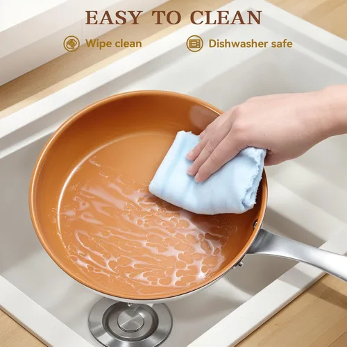 Miniatura 6 de duxtop pro Sartén de cerámica, sartén antiadherente de 9.5 pulgadas sin PFAS, PTFE o PFOA, base de acero inoxidable para todas las estufas