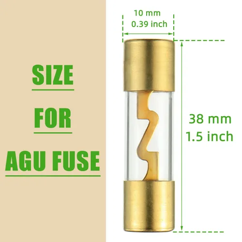 Miniatura 2 de Fusible AGU 80A chapado en oro de vidrio audio para coche auto marino amplificador estéreo protección de potencia (paquete de 5)