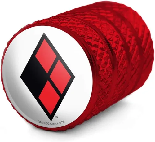 Miniatura 2 de Harley Quinn Diamond Logo Llanta Llanta Llanta Tapones de Válvula de Aluminio Rojo