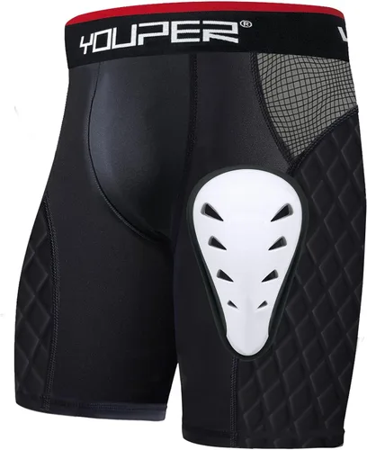 Youper Pantalones cortos deslizantes acolchados de compresión Elite para adultos con copa atlética protectora para béisbol, fútbol