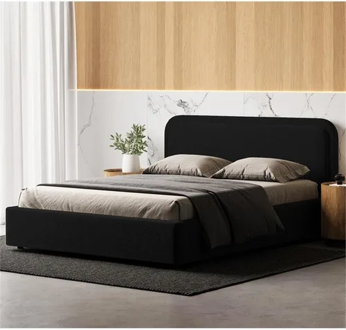 Miniatura 4 de Chloe - Cama de plataforma tapizada No requiere somier (borde negro, marco de cama queen)