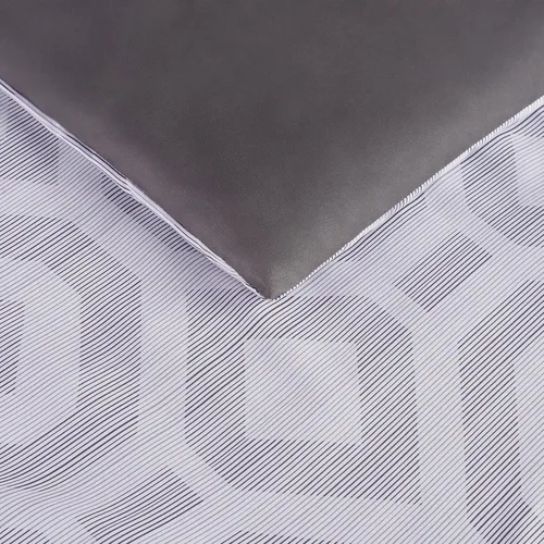 Miniatura 4 de SERTA Simply Clean Skyler - Juego de edredón geométrico suave y moderno de 2 piezas con funda de almohada para todas las estaciones, tamaño Gris