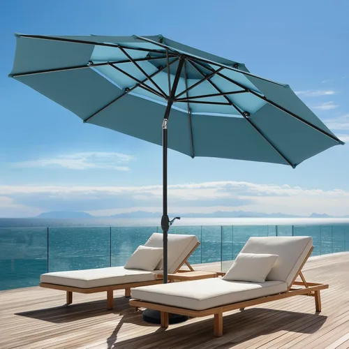 Miniatura 13 de PHI VILLA Sombrilla de patio de 10 pies, sombrilla de mesa grande ventilada de 3 niveles para exteriores, con 8 varillas resistentes y poste