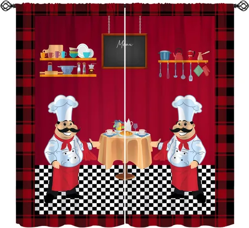 Miniatura 17 de Cortinas rústicas de cocina de granja, hojas verdes florales de primavera, cortinas retro de tablones de madera campestre para dormitorio, comedor