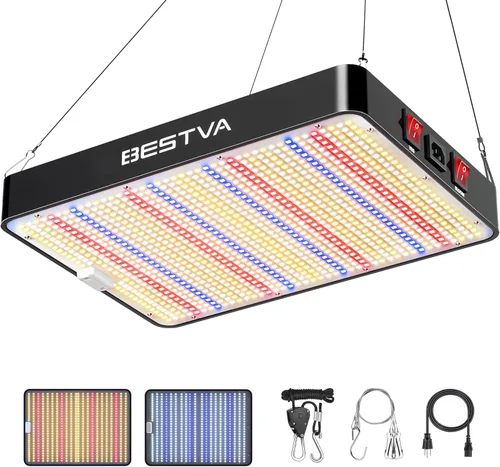 BESTVA - Luz Led de 2000 W con diodos de alto rendimiento y de espectro completo para cultivar plantas en floración y cultivo hidropónico en