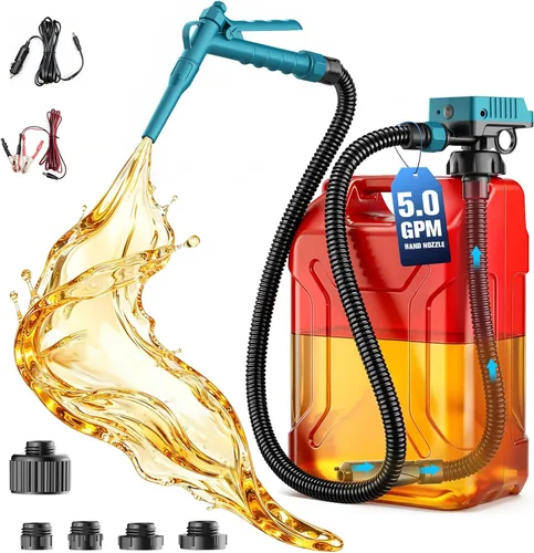 Ecarke 5 GPM Cordless Fuel Transfer Pump for Gasoline Diesel, Manual Control Portable Gas Can Pump, Compatible with Makita 18V Batteries, 51" Hose &