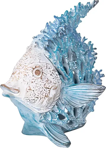 Ocean Decor - Escultura de pez ángel de arrecife de coral con aspecto de coral, náutico para playa, hogar, colección de mesa costera, 7 x 7 pulgadas