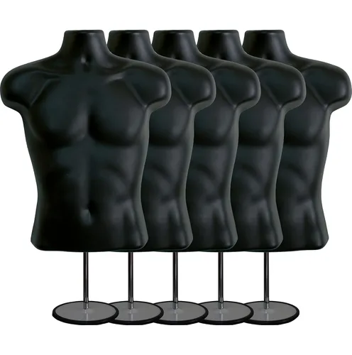 Miniatura 31 de Maniquí masculino de torso con soporte de metal, parte trasera hueca, cuerpo apilable, forma de vestido para exhibición de camisetas, mostrador