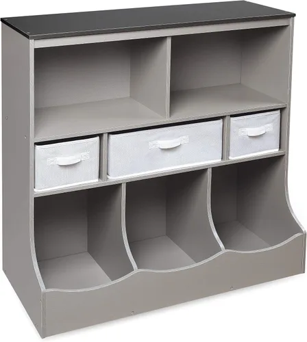 Badger Basket Combo organizador de almacenamiento de juguetes y estantería, unidad de almacenamiento para niños con 3 cestas extraíbles, estantes