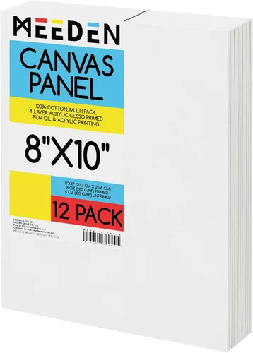 Miniatura 11 de MEEDEN Paquete de 12 tableros de lona 100% algodón para pintar, paneles de lienzo en blanco de 5 x 7 pulgadas para pintura al óleo y acrílica
