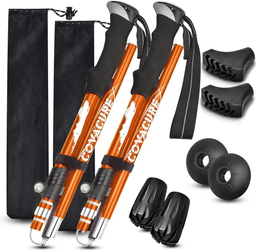 Miniatura 9 de Covacure Trekking Poles Collapsible Hiking Poles - 2 Pcs Aluminum Alloy 7075 Trekking Sticks with Quick Lock System, Telescopic, Collapsible for