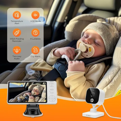 Miniatura 6 de A2C Cámara inalámbrica para automóvil de bebé, monitor de bebé alimentado por USB para asiento trasero y hogar, pantalla