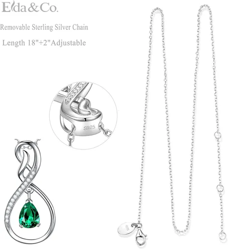 Miniatura 6 de ELDA & CO. Regalos de cumpleaños, collar infinito de plata de ley 925 con piedras natales de octubre y noviembre, turmalina rosa, citrino, regalos