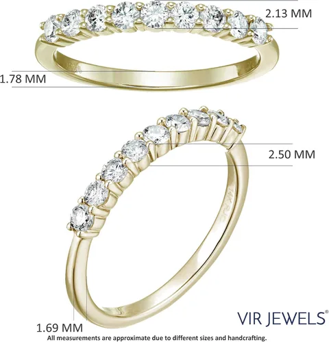 Miniatura 3 de Vir Jewels 12 cttw Certified I1-I2 Diamond Wedding Band 14K Yellow Gold 9 Stones