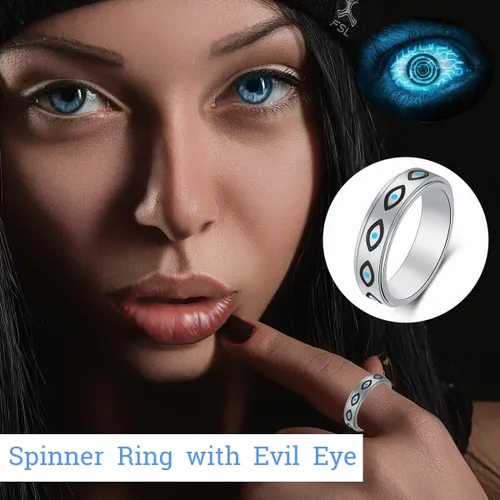 Miniatura 3 de Anillo de ansiedad OreilleStar para mujeres, anillo giratorio de titanio y acero inoxidable, anillo de ansiedad para hombres, 6mm de ancho con Plata