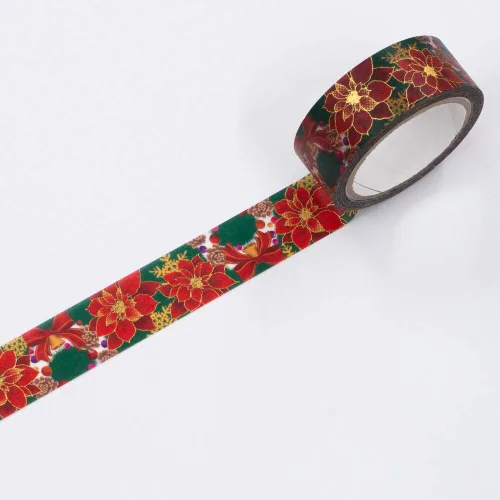 Miniatura 3 de Kamiiso - Cinta adhesiva Monde - Cinta washi (0.591 in) estampado de papel de aluminio - Corona de Pascua de Navidad - para álbumes de recortes