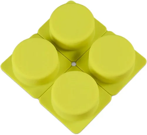 Miniatura 4 de QELEG 2 moldes redondos de esponja de 4 celdas para jabón, molde de silicona, barra de pastel, molde para hornear hecho a mano (redondo)