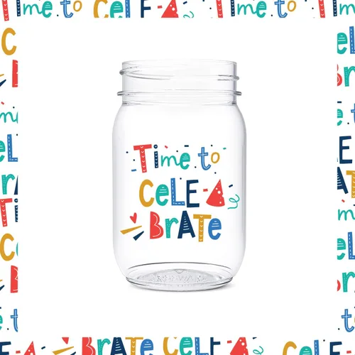 Miniatura 4 de TOSSWARE POP Mason - Tarro de 473 ml, radiante, para cumpleaños, juego de 6 piezas, reciclable, irrompible, de plástico transparente impreso