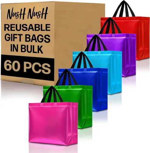 Miniatura 48 de Nush Nush Bolsas de regalo de color azul aguamarina de gran tamaño – Juego de 30 bolsas de regalo azul claro brillante con asas a granel – Bolsa