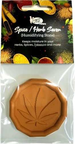 Spice & Herb Saver - Piedra de hidratación con diseño de hojas (2.25 pulgadas de diámetro), mantiene el tabaco, hierbas y especias frescas y