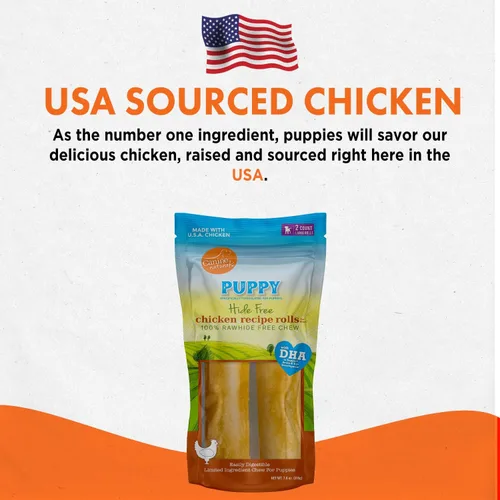 Miniatura 7 de Canine Naturals Puppy Chicken and Rice Chew - Golosinas para cachorros sin cuero crudo, hechas con pollo estadounidense, totalmente naturales