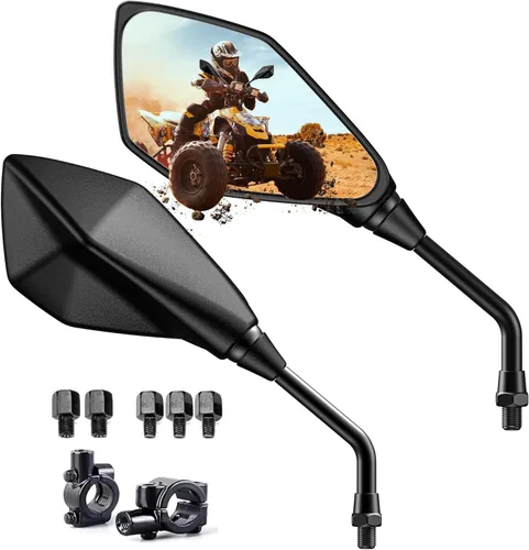 Espejos de motocicleta para ATV, montaje de manillar de 7/8 pulgadas, perno roscado de 0.315 pulgadas, 0.394 pulgadas, compatible con motocicletas,