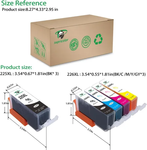 Miniatura 3 de Paquete de 15 cartuchos de tinta PGI-225 CLI-226 de alto rendimiento compatibles con PIXMA iP4820 iP4920 iX6520 MG5120 MG5320 MG6120 MG6220 MG8120