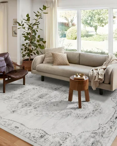 Miniatura 46 de Syalife 6x9 Alfombra Lavable para Área, Ultra Suave Antideslizante, Pila Baja, Alfombra Vintage Resistente a Manchas para Sala de Estar, Alfombra