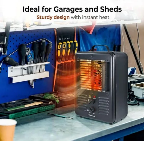 Miniatura 2 de Comfort Zone Calentador de espacio utilitario estilo Milkhouse de 1500 W, calentador eléctrico portátil para taller y garaje con termostato