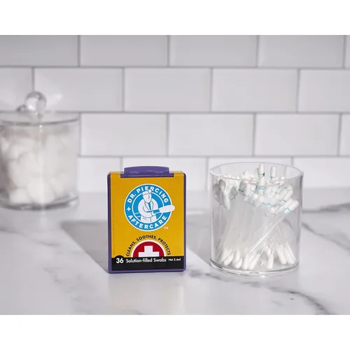 Miniatura 8 de Dr. Piercing Aftercare Hisopos – Solución salina para la limpieza de aretes, nariz, vientre y oído – Lavado salino suave para una experiencia