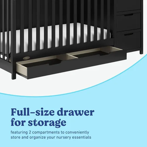 Miniatura 5 de Graco Hadley cuna convertible 5 en 1 y cambiador (negro) – Certificado GREENGUARD Gold, se adapta a colchón de cuna estándar, se convierte en cama