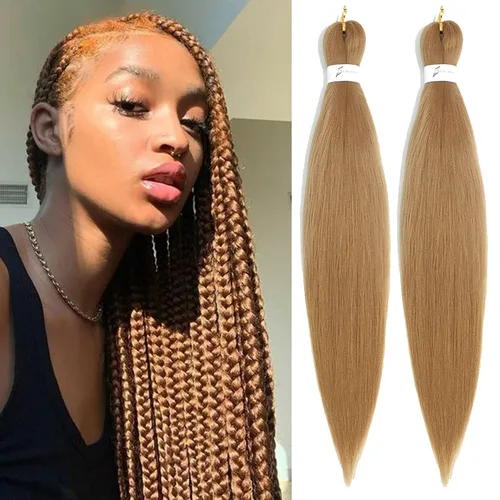 Miniatura 9 de Callia Cabello trenzado preestirado de 14 pulgadas, 8 paquetes de cabello sintético preestirado profesional ombré, libre de picazón, extensiones