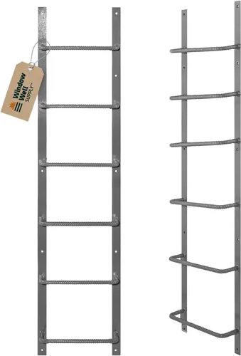 Miniatura 9 de Escalera de acero para ventanas de sótano (gris, 3 peldaños), escalera de salida atornillada resistente para el hogar, fácil de instalar, escaleras