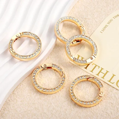 Miniatura 6 de 10 anillos de resorte de diamantes de imitación de 1 pulgada y 0.984 in, hebilla de clip de metal simple, clip de gancho para llaveros de bricolaje