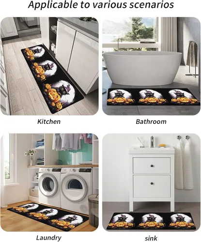 Miniatura 5 de Tapete de baño de Halloween para bañera, antideslizante, de secado rápido y absorbente, tierra de diatomeas, fregadero, dormitorio, cocina, tapete
