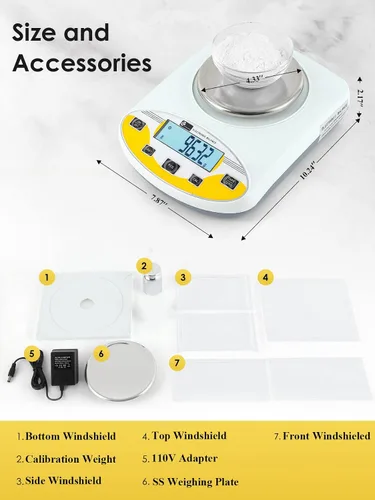 Miniatura 6 de CGOLDENWALL Báscula de laboratorio de precisión, 500 gX0.0.04 oz, balanza electrónica analítica báscula de laboratorio digital Báscula de joyería