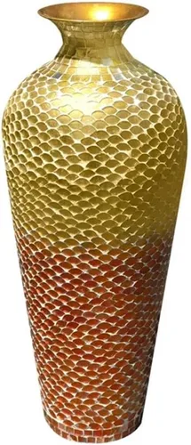 Miniatura 8 de Florero de mosaico de 20 pulgadas Amphora Nouveau - Florero morisco, jarrón de metal con superposición de mosaico de vidrio decorativo