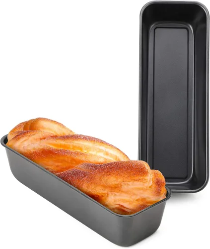 Miniatura 12 de Beasea Juego de 2 moldes para pan rectangulares de 12 x 4 pulgadas, moldes antiadherentes de acero al carbono, molde para tostadas doradas, moldes