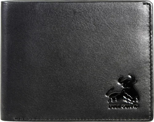 RFID - Billetera de cuero para hombre con identificador abatible color café estilo vintage Napa Smooth Negro 43528-106521