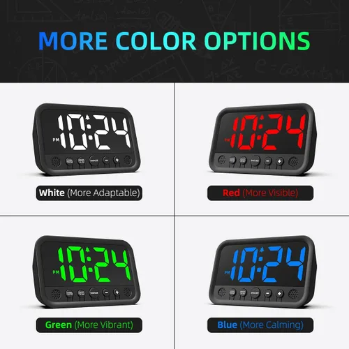 Miniatura 6 de Pequeño reloj digital LED para dormitorio, reloj despertador fuerte para adultos y adolescentes que duermen mucho Reloj de escritorio eléctrico