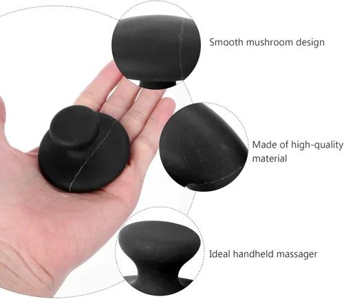 Miniatura 4 de Beavorty Paquete de 2 piedras de masaje de hongos naturales Bianshi Jade masajeador de mano para terapia facial y corporal de spa, mejora
