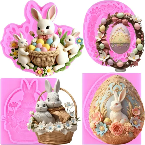 Miniatura 15 de ZiXiang Molde de silicona para fondant de conejo, orejas de conejo de Pascua, moldes de chocolate para decoración de pasteles, decoración de Estilo b