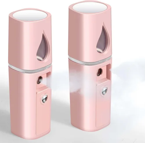 Miniatura 9 de GIVERARE Nano vaporizador facial, práctico mini rociador con espejo, rociador de niebla recargable por USB, tanque de agua visual hidratante e