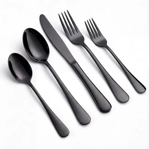 Miniatura 23 de LIANYU, juego de 20 piezas de cubiertos de acero inoxidable, para 4, incluye cuchillo, tenedor y cuchara, pulido al espejo, apto para lavavajillas