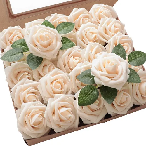 Floroom Flores artificiales de espuma de aspecto real, con tallos, para manualidades, ramos de boda, centros de mesa, despedida de soltera, fiesta,