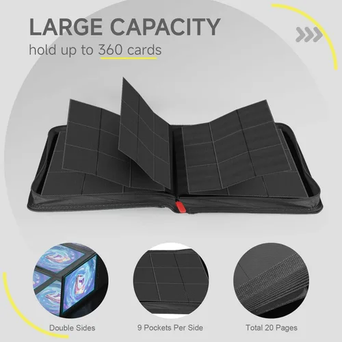 Miniatura 4 de Carpeta de 9 bolsillos para tarjetas, carpeta de 360 bolsillos para tarjetas coleccionables, carpeta de bolsillos de doble cara, carpeta para MTG